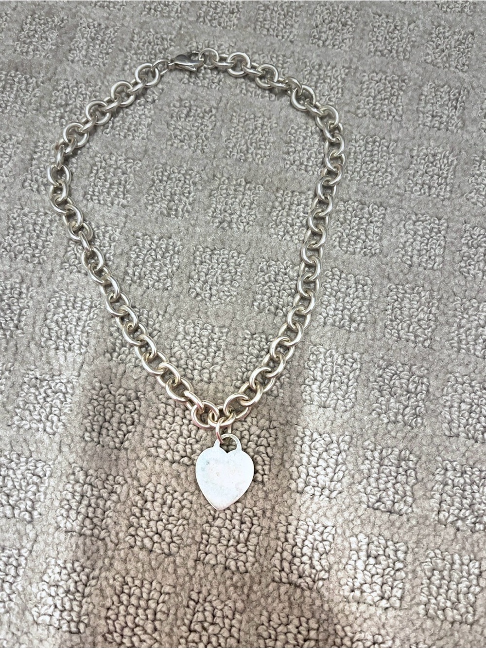 Tiffany & Co. Silver Heart Charm Link Necklace